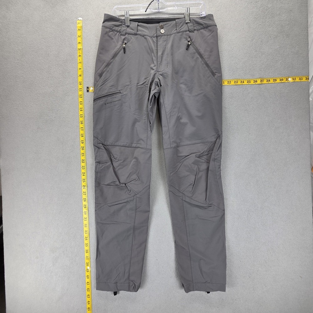Black Diamond Pants Womens Medium Gray Swift Softshell Rain Hiking Zip Pockets